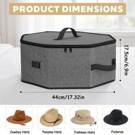 Zynaxir Hat Boxes with Lids, Hat Storage Box for Travel, Foldable Portable Travel Hat Box, Unisex Cap Organizer Carrier Case with Shoulder Strap and Handles, for Cowboy Fedora