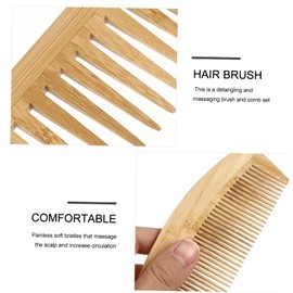 MERRYHAPY Bamboo Hair Brush Comb Set Wooden Detangler for Men Women Reduce Hair Breakage Safe for Scalp Styling Tool for Wet/Dry Hair