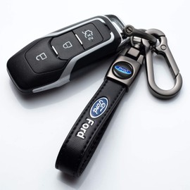 2 Packs Car Keychain Keyring for Ford Fusion F150 F250 F350 F450 F550 Edge Explorer Mustang F151,Leather Car Keychain,Women/Men's Key Chains for Vehicles,Auto Keyring Lanyard for Key Fob Holder