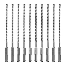 SALI 10PCS SDS Plus Rotary Hammer Drill Bit Concrete Drill Bit Kit Double Thread 4-Cutter Tungsten Carbide Tip Fully Hardened Tool for Concrete, Brick, Cement Walls,Stone 6mm x 210mm Cross Drill Bits