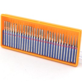 JINGLING Diamond Grinding Head Set Carving Bur Rotary Bit for Dremel Shank 3/32"