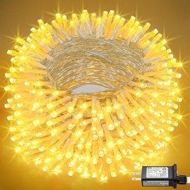 100ft Warm White Christmas Lights Outdoor, 300 LED Tree Lights Connectable Plug in 8 Modes Outside Twinkle String Lights Waterproof for House Bedroom Indoor Wall Party Wedding Holiday Decorations