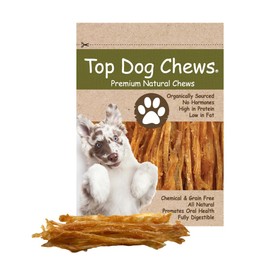 Top Dog Chews Turkey Tendon Dog Treat – All-Natural USA Sourced, Human Grade Dog Chew, Hypoallergenic, Rawhide Alternative, Chewy High Protein Chews for Dogs (8 OZ, Turkey)