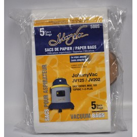 Johnny Vac JV125 and JV202 Vacuum Bags 5 Pack 580S