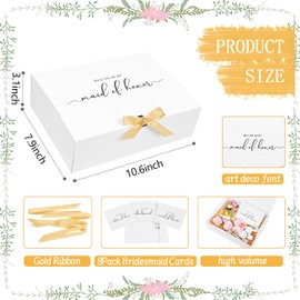 WLUSEAXI 8Pack Bridesmaid Proposal Box with Bridesmaid Cards, Bridesmaid Boxes with Ribbon, Maid Matron of Honor Proposal Box, White Boxes for Bridesmaid Proposal, Bridesmaid Proposal Gifts（White）
