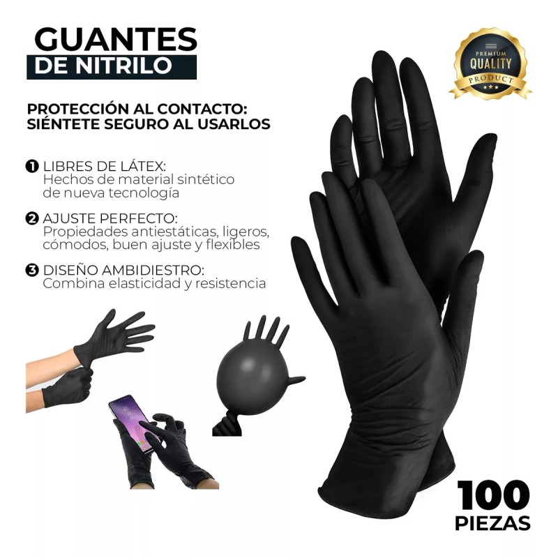 Guantes De Nitrilo Vinil Libre De Latex Sin Polvo Azul