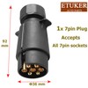 ETUKER 7-Pin Trailer Male Plug - Waterproof 12N Electrical Connector