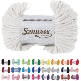 Macrame Yarn 5 mm x 100 m Cotton Cord Perfect for DIY, Yarn for Macrame Cord Over 50 Colours Oeko-Tex Certified - Cotton Cord (White, 5 mm / 100 Metres)