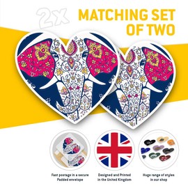 2 x Herz-Aufkleber 15 cm – Mandala-Elefant im indischen Stil, lustige Aufkleber für Laptops, Tablets, Gepäck, Scrapbooking, Kühlschränke, 2852