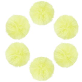 SUNNYCLUE 12Pcs Yellow Faux Fur Pom Fluffy Pom Pom Balls Soft Imitation Rabbit Fur Fuzzy Round Knitting Decorations Craft Pompoms Ball for DIY Art Crafts Keychain Hats Shoes Garments Party Findings