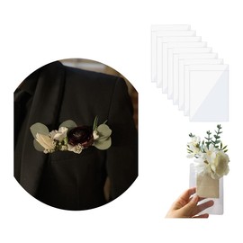 Pocket Boutonniere Plastic Sleeve, Semi-Rigid Pocket Square Holder Boutonniere Corsage Supplies for Groom Groomsmen, Prom and Homecoming, Fits in Suit Jacket Chest Pocket(FLOWERS NOT INCLUDED) (8)