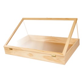 SSWBasics 36-Inch Portable Natural Pine Wood Countertop Display Case - Showcase Your Items in Style with a 24" W x 36" L x 4" D Elegant and Versatile Display Box