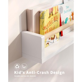 Seocry Nursery Book Shelves - 4 Pack, Wall Book Shelves for Bedroom Kids, Kids Wall Book Shelf, Book Shelf for Kids Rooms, Floating Book Shelves for Toddler, Baby, Play Room, Nursery Decor