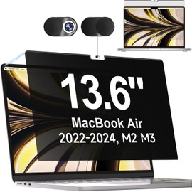Mamol Privacy Screen for MacBook Air 13.6 Inch 2022/2024 (M2,M3), Magnetic Removable Anti Glare Blue Light Filter, Anti Spy Laptop Screen Protector for Apple Mac Air 13.6 in with M2 Chip