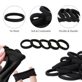 ILamourCar ILamourCar Hair Bands for Women, 50 Pcs Thick Seamless Hair Ties No Damage, Black Hair Bobbles for Women Men Girl, Strong Elastic Ponytail Holders Hair Accessories (Black)