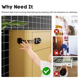 EUDEMON - Paquete de 3 cerraduras de seguridad para niños, para cajones, refrigeradores, inodoros, armarios, hornos, armarios, cierres multiusos, fáciles de instalar, sin taladrar (negro transparente)