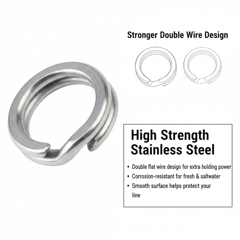 OUGOTHZ 200Pcs Fishing Split Rings, Stainless Steel Lure Connector Rings