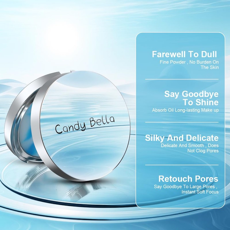 Oil Control Compact Powder, Lightweight and Waterproof Face Pressed Powder
