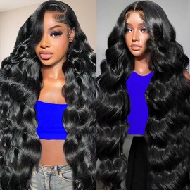 Body Wave 13x6 HD Lace Front Wigs Human Hair Pre Plucked with Baby Hair 220% Density Glueless Transparent Lace Frontal Wigs Human Hair for Women Natural Color Brazilian Hair 20 Inch