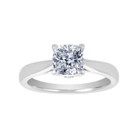 NANA Silver 6.0mm (1.50ct) Cushion Cut Zirconia Lucita Solitaire Ring-Platinum Plated-Size 9
