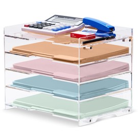 File Paper Organizer Letter Tray For Desk Office Supplies Folder Accessories Storage, Clear Acrylic, For Home School Desktop Organization