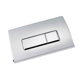 Excel Home Toilet Flush Button Replacement - Dual Button Toilet Flush Plates - Pneumatic Technology - Fingerprint Resistant Compatible with Air Houses - Rectangular Push Button Design (Chrome)