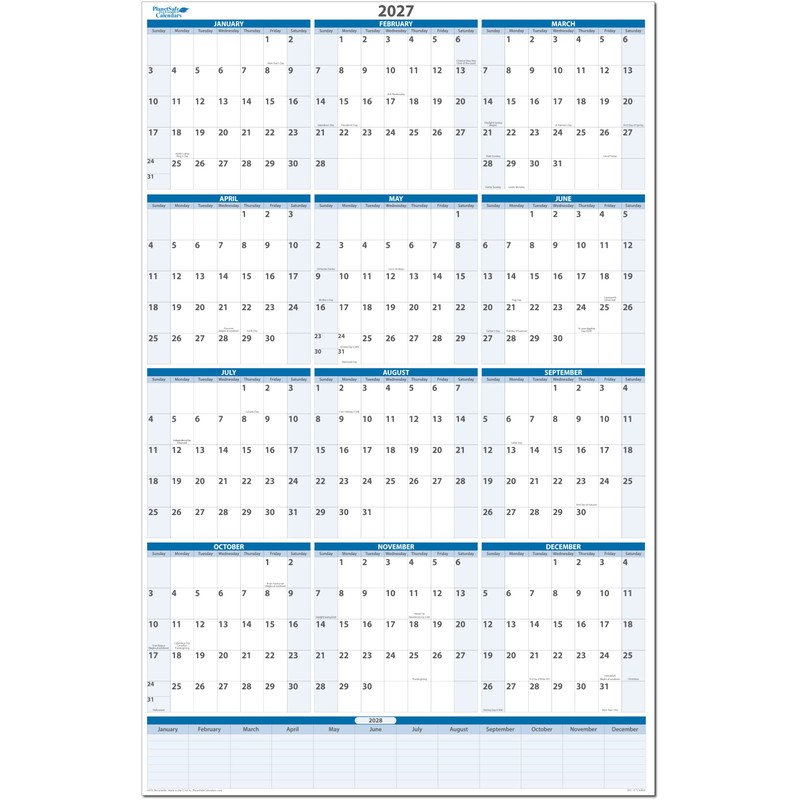 2027 Vertical Premium Dry-Erasable Wall Calendar 48" x 32" with