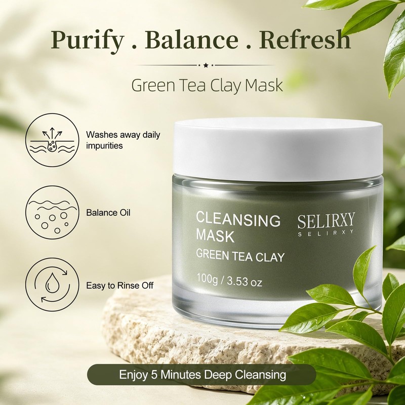 Green Tea Clay Mask, Clay Masks Deep Pore Cleansing