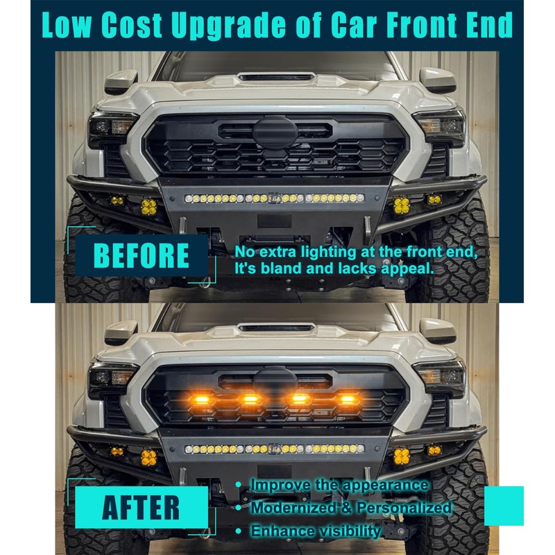 Upgraded Grill Lights for 2024 2025 Toyota Tacoma Raptor Lights