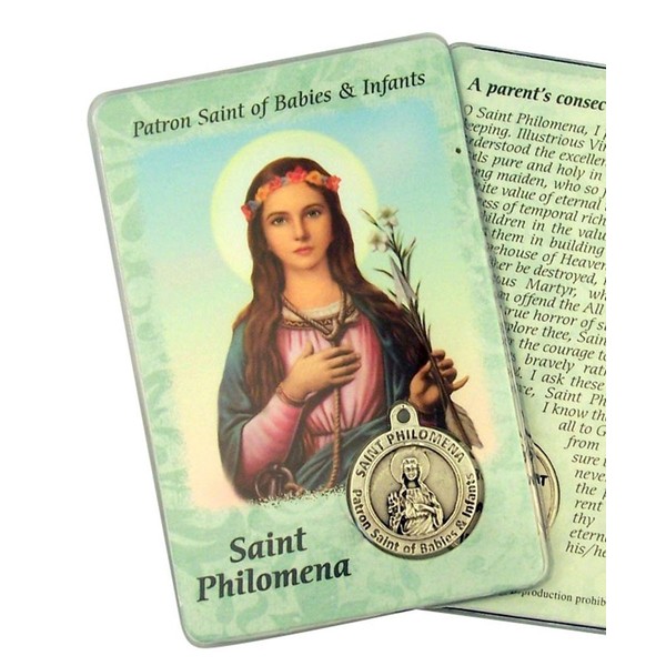 Healing Saints Card with Medal St. Philomena