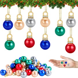Mini Christmas Baubles, Pack of 100 Small Christmas Baubles, Christmas Tree Pendants, Christmas Tree Baubles Small Colourful, Mini Christmas Tree Decorations, Mini Christmas Tree Baubles for Christmas