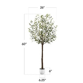 Best Choice Products 5Ft Artificial Olive Tree, Lifelike Faux Tree w/Planter Pot, Indoor Home Office Accent Decor Realistic Trunk, Fruit, Fake Plant