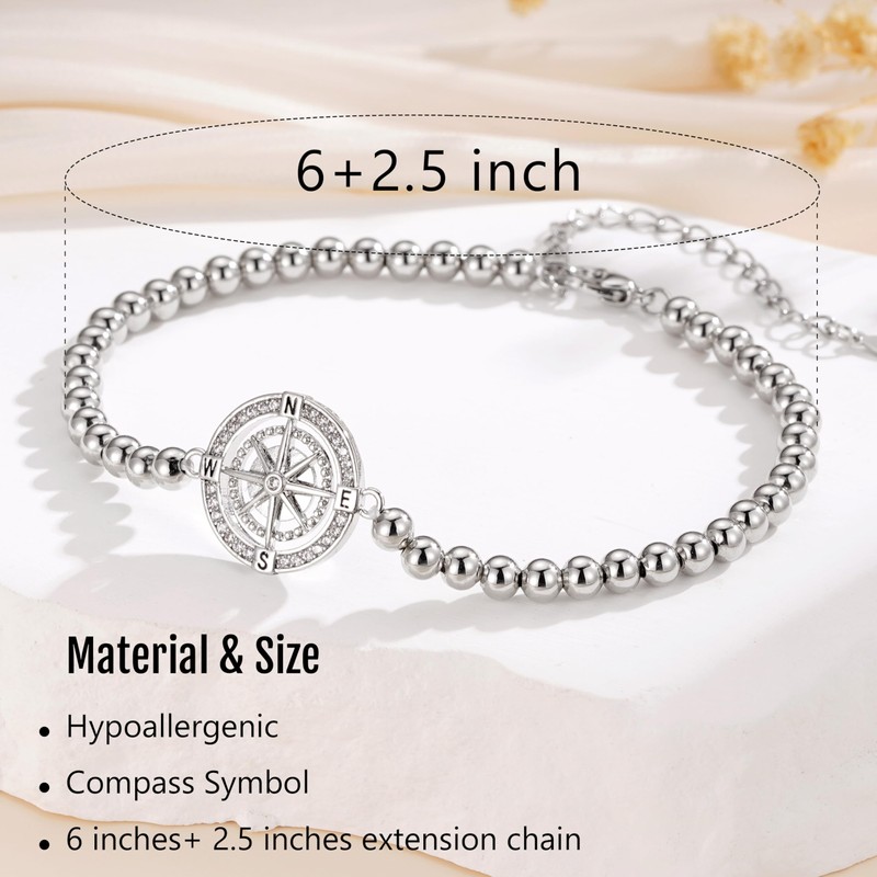 Esrial Retirement Gift for Woman Compass Bracelet Gifts for Women