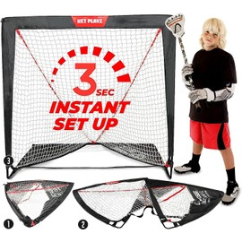 NET PLAYZ 4 x 4 x 4 Feet Lacrosse Goal Fast Install, Fiberglass Frame, Lightweight, Foldable, Portable, Carry Bag Included