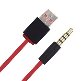 3.5mm Red Replacement USB Charge Power Cable Cord Compatible with Beats by Dre Studio Studio2.0 Studio3.0 Wireless headphones (Red)
