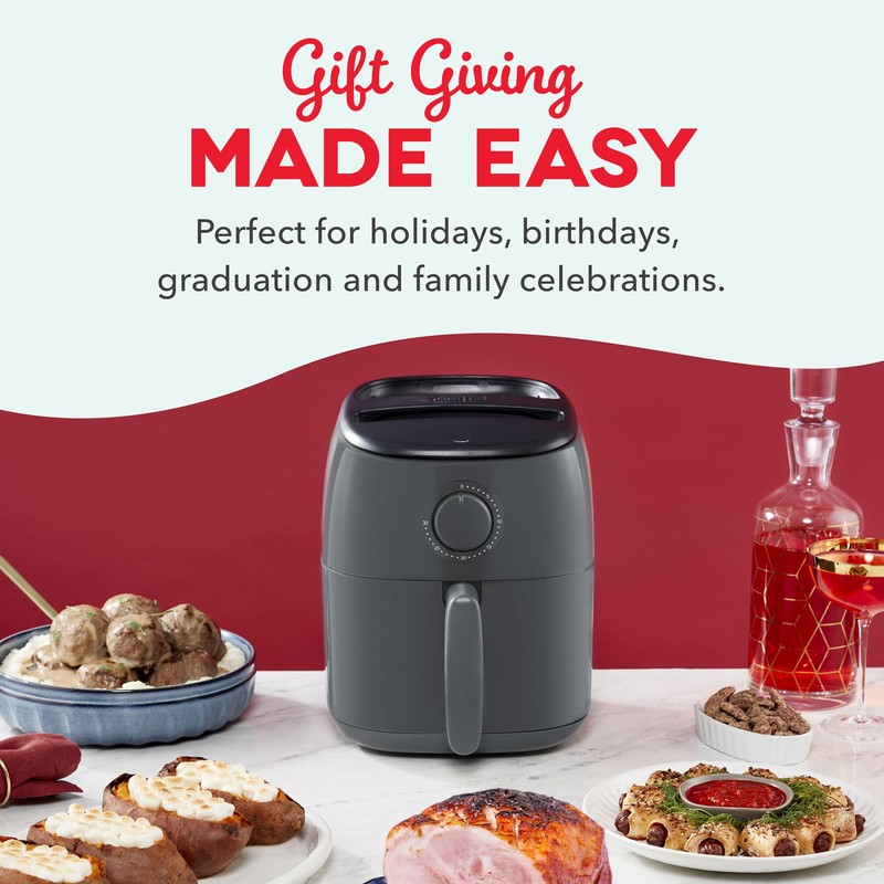 DASH Tasti-Crisp™ Electric Air Fryer Oven, 2.6 Qt., Grey –