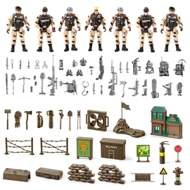 78-in-1 Army Men Sets Toys with Realistic Military Truck/Helicopter/Kayak Boat/Motorcycle/Army Men Action Figures/Weapon Gears, Army Toys Gift for Boys Kids 4-7 6-8 8-14 Fun Birthday Party Favors