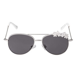 Ultra Kids Sunglasses - Classic Pilot Style UV400 Protection - Durable Metal Frames & Polycarbonate Lenses - Retro Look for Boys Girls - Stylish Sunglasses for Children - Silver with White Butteflies