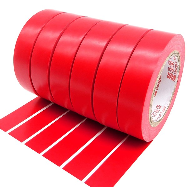 6 Pack Electrical Tape Each Roll 0.6" x 50' -