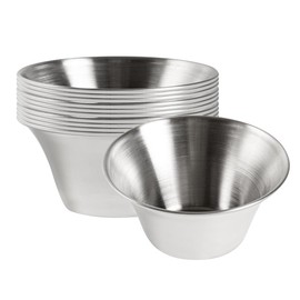 Stainless Steel Condiment Cup, Ramekin, Sauce Cup - Round - 6 oz - 10ct Box - Restaurantware