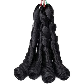6 Packs Spiral Curls PreStretched Braiding Hair Hair Extension Braiding Hair French Curls Synthetic Braiding Hair Wavy Crochet Hair 100g/pack- (14", 1b)