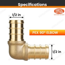 25 Pack 1/2" PEX 90 Degree Elbow Fittings, Lead-Free Brass Crimp Connectors NSF/UPC, for Plumbing Repairs
