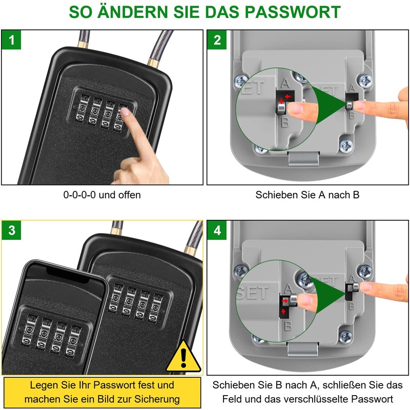 Diyife Key Safe with Removable Cable, Waterproof Key Cabinet Key