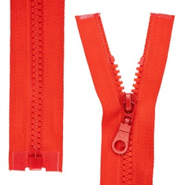 Separable Zipper, Pack of 2, 70cm Rail Length, Dark Red, 1-Way Open End #5, 5.75mm Rail Width, 34mm Bandwidth, Replacement Plastic Zipper, Plastic Zip #5