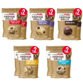 simplyFUEL Whole-Food Protein Balls Variety Pack (Ultimate), 8 g High-Protein, Gluten-Free, Healthy Snack for Adults & Kids (1.6 oz, Pack of 10)