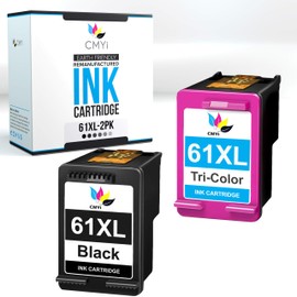 CMYi 61XL Replacement Ink Cartridges Combo Pack for HP DeskJet 3054, 3054A, 3055A, 3056A, 3057A, 3059A, 3510, 3511, 3512, 3515, OfficeJet 2620, 2621, 2622, 2624, 4630, 4631, 4632 (1 Black, 1 Color)