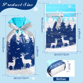 Blosssound 40 Pieces Winter Gift Bags Snowflake Drawstring Favor Bags Winter Plastic Treat Bags Snowflake Treat Candy Bags for Winter Xmas Birthday Party Favors Decor
