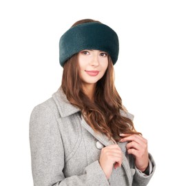 Futrzane Modern Headband - Ladies Winter Fur Headbands - Soft Russian Ear Warmer - Size S (Green Modern)