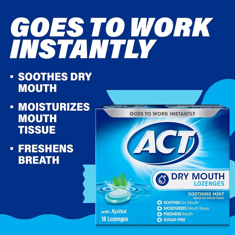 ACT Dry Mouth Soothing Mint Lozenges 18 ea (Pack of
