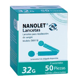 Lancetas de punta fina ultra delgadas. Calibre 32G para Punción 50 Piezas marca Dl Compatibles con la mayoría de los dispositivos de punción.